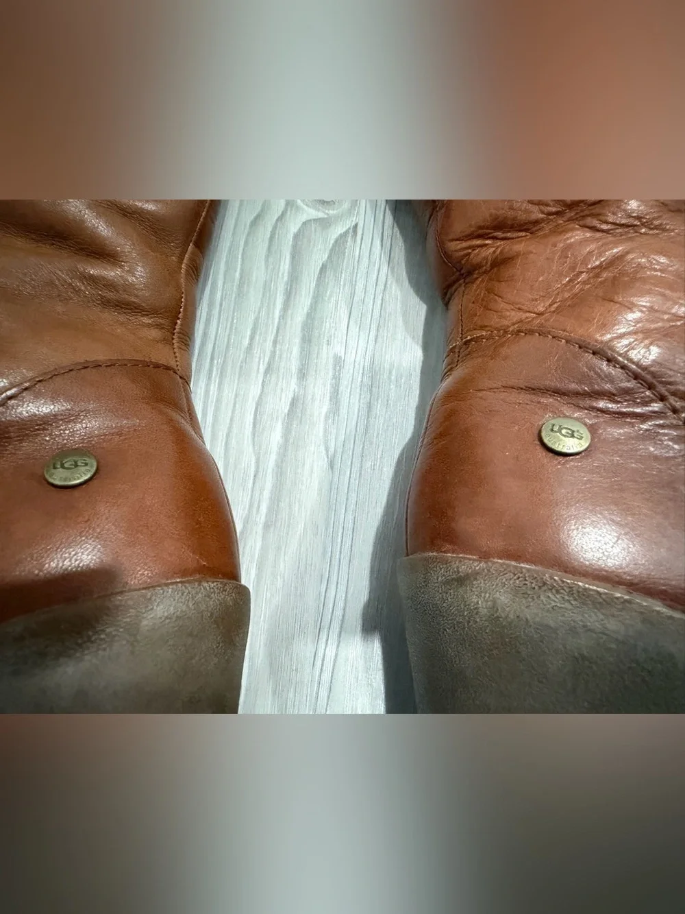 UGG Leather Tall Wedge Women’s Boots. Sherpa lined. Cognac Brown. Size 7. Used